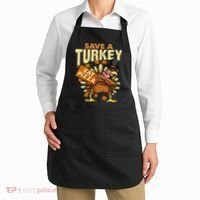 Save a Turkey Eat Pizza  Thanksgiving Vegan Family Reunion Apron thumb 2