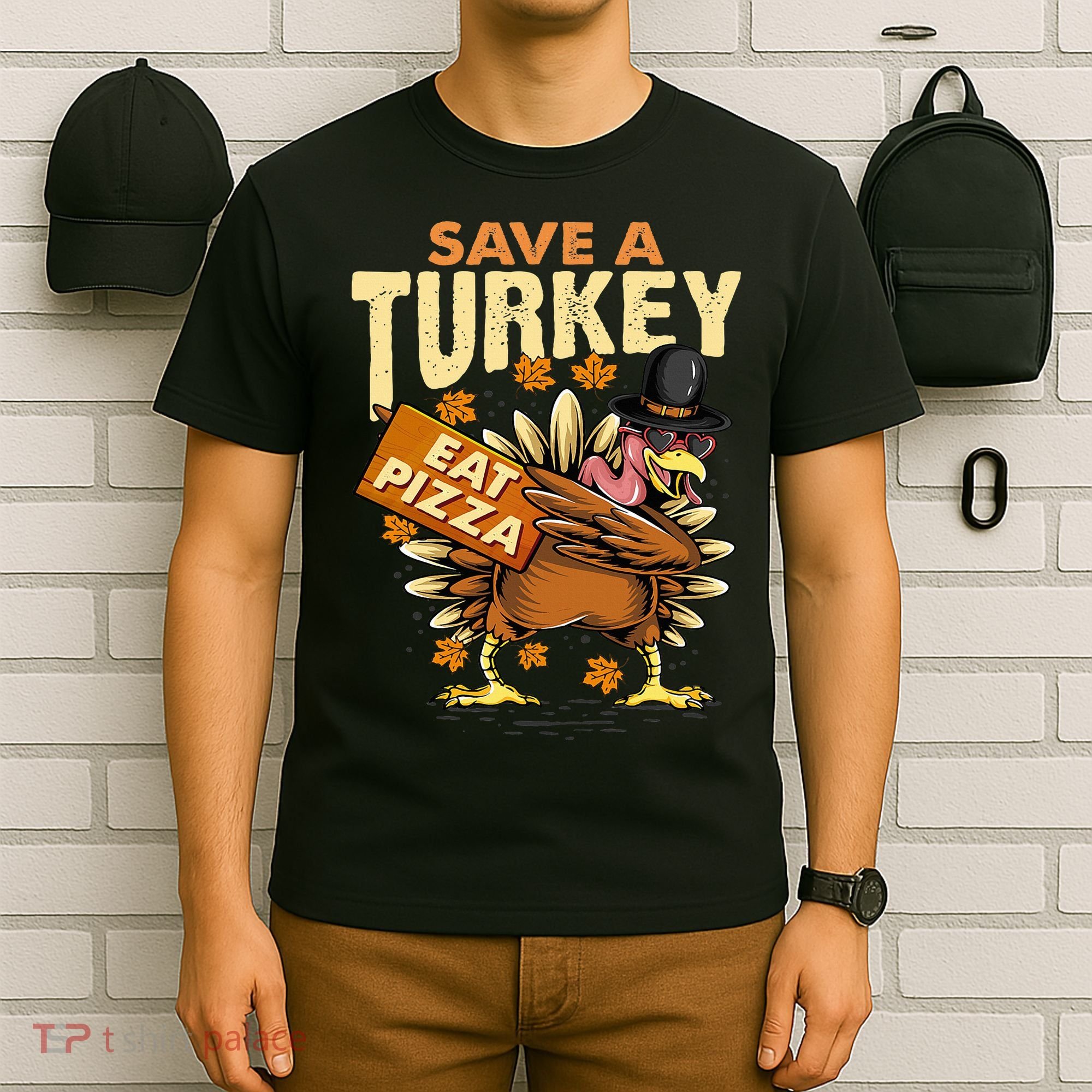 Save a Turkey Eat Pizza  Thanksgiving Vegan Family Reunion T-Shirt