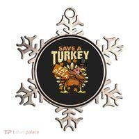 Save a Turkey Eat Pizza  Thanksgiving Vegan Family Reunion Ornament thumb 0