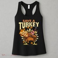 Save a Turkey Eat Pizza  Thanksgiving Vegan Family Reunion Women's Tank Top thumb 3
