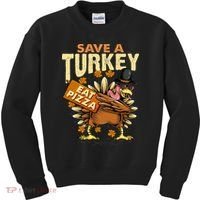 Save a Turkey Eat Pizza  Thanksgiving Vegan Family Reunion Kids Sweatshirt thumb 0