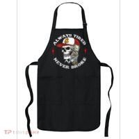 Skull Always Tired Never Broke Apron thumb 0