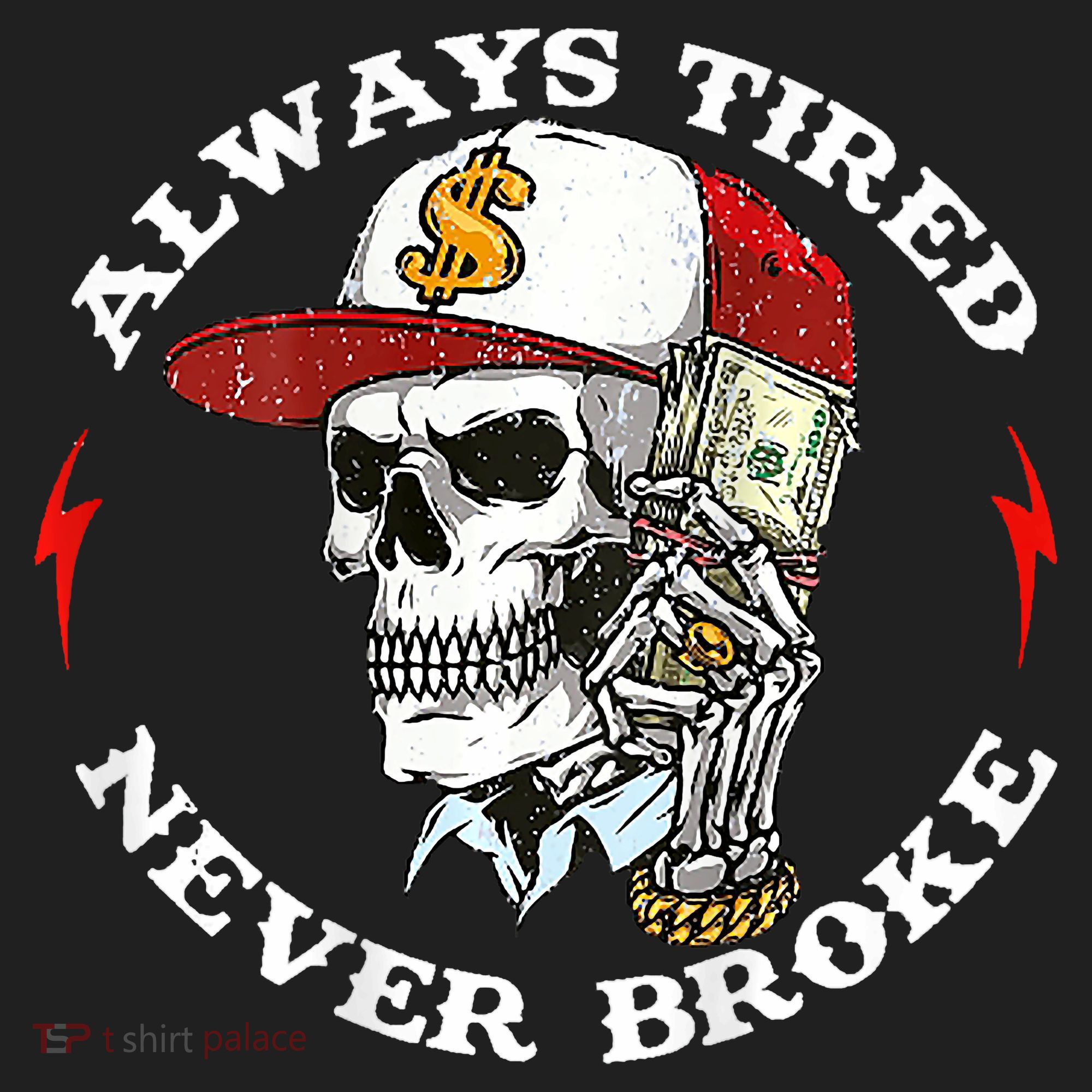 Skull Always Tired Never Broke Golf Towel