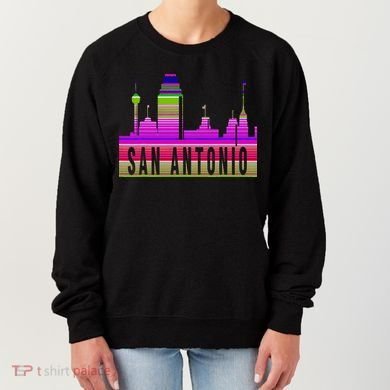 San Antonio Texas Skyline Serape Blanket Art Souvenir Women's Sweatshirt