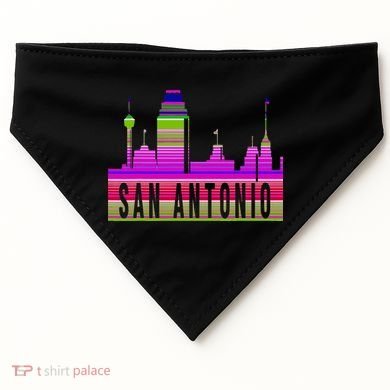 San Antonio Texas Skyline Serape Blanket Art Souvenir USA-Made Doggie Bandana