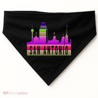 San Antonio Texas Skyline Serape Blanket Art Souvenir USA-Made Doggie Bandana thumb 0