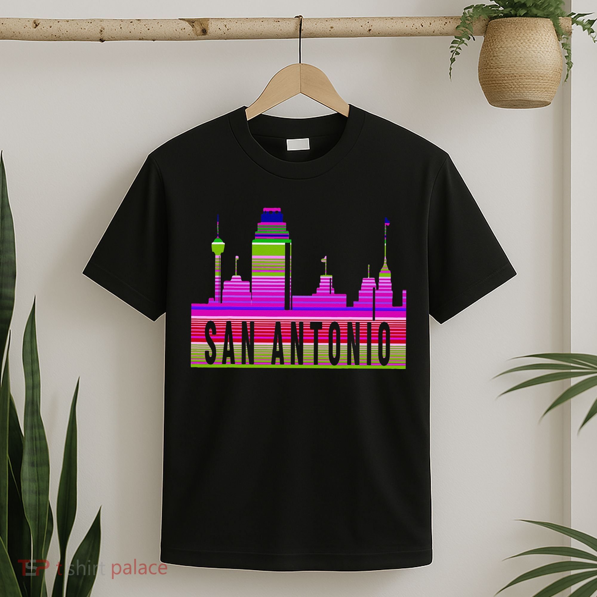 San Antonio Texas Skyline Serape Blanket Art Souvenir T-Shirt
