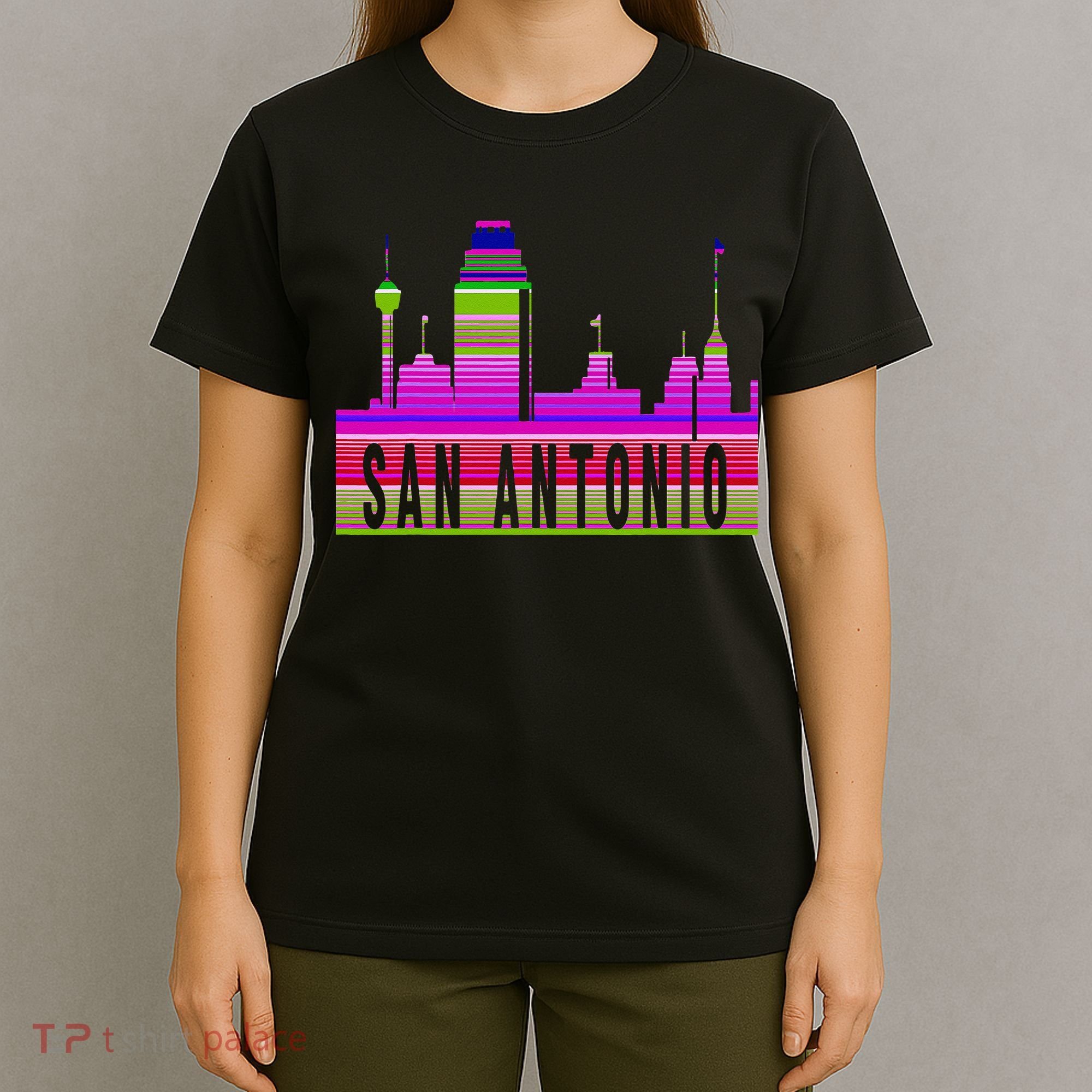 San Antonio Texas Skyline Serape Blanket Art Souvenir T-Shirt