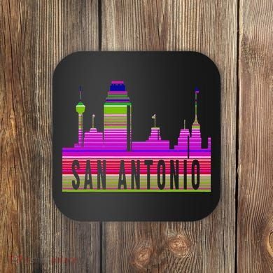 San Antonio Texas Skyline Serape Blanket Art Souvenir Coaster
