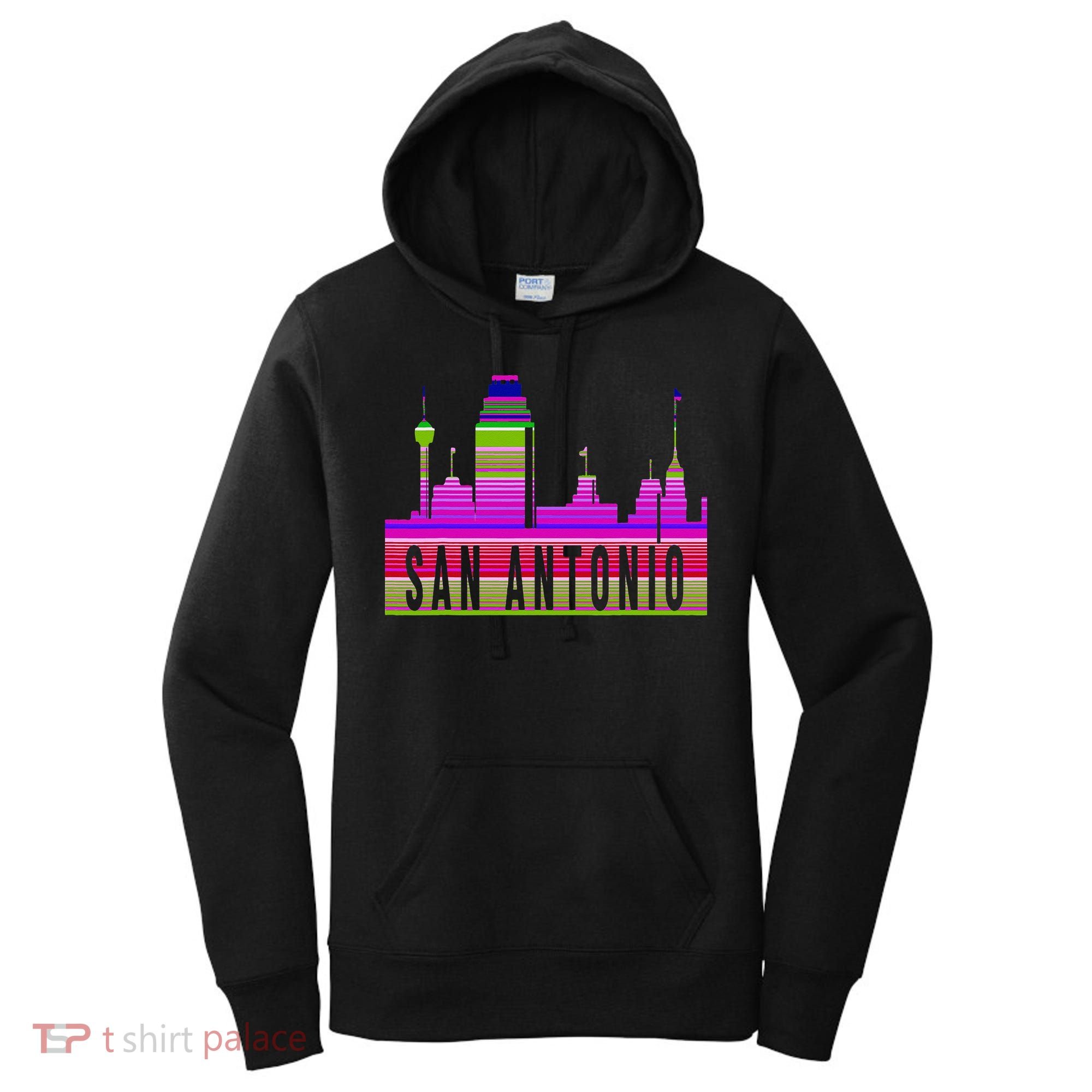 San Antonio Texas Skyline Serape Blanket Art Souvenir Women's Hoodie