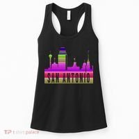 San Antonio Texas Skyline Serape Blanket Art Souvenir Women's Tank Top thumb 0