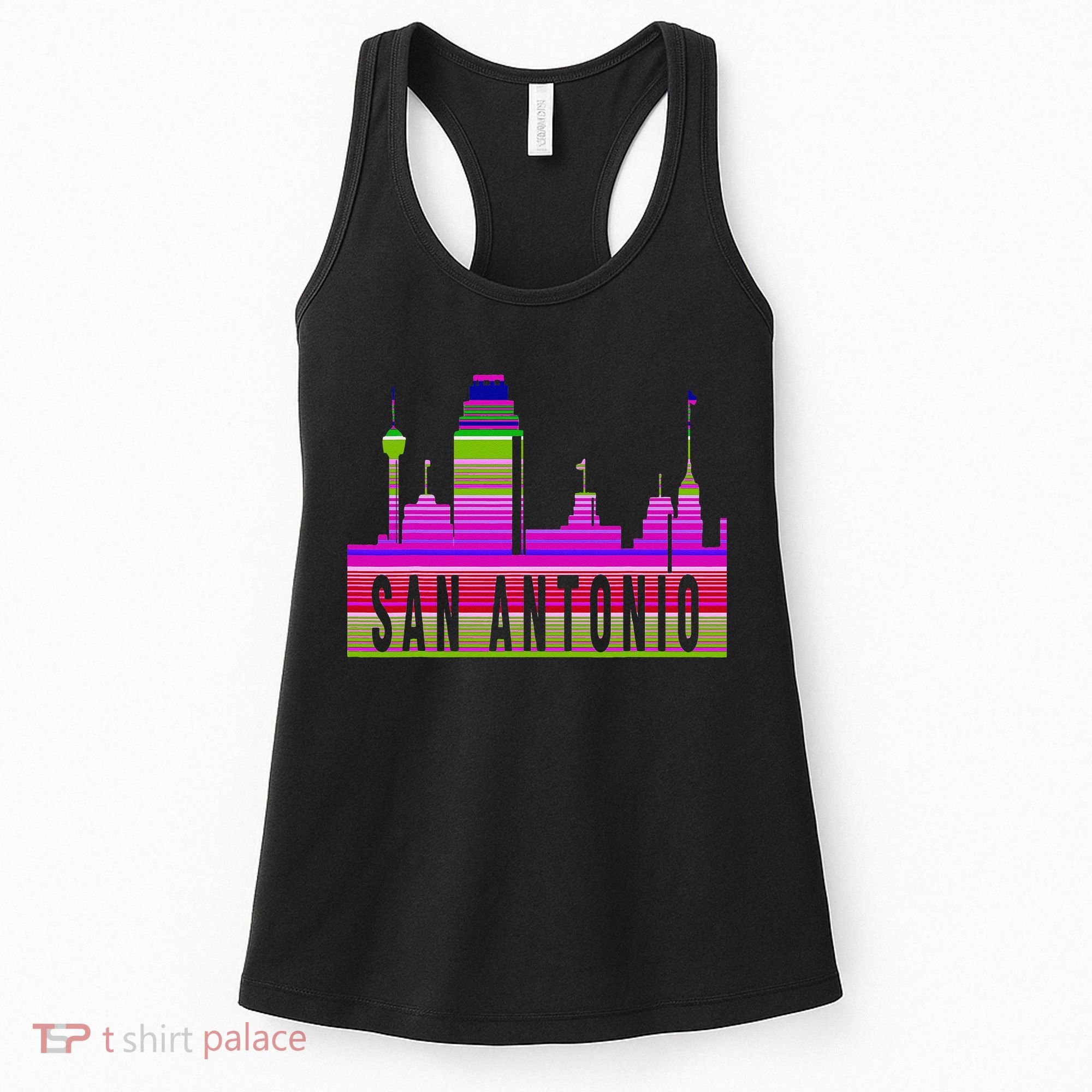 San Antonio Texas Skyline Serape Blanket Art Souvenir Women's Tank Top