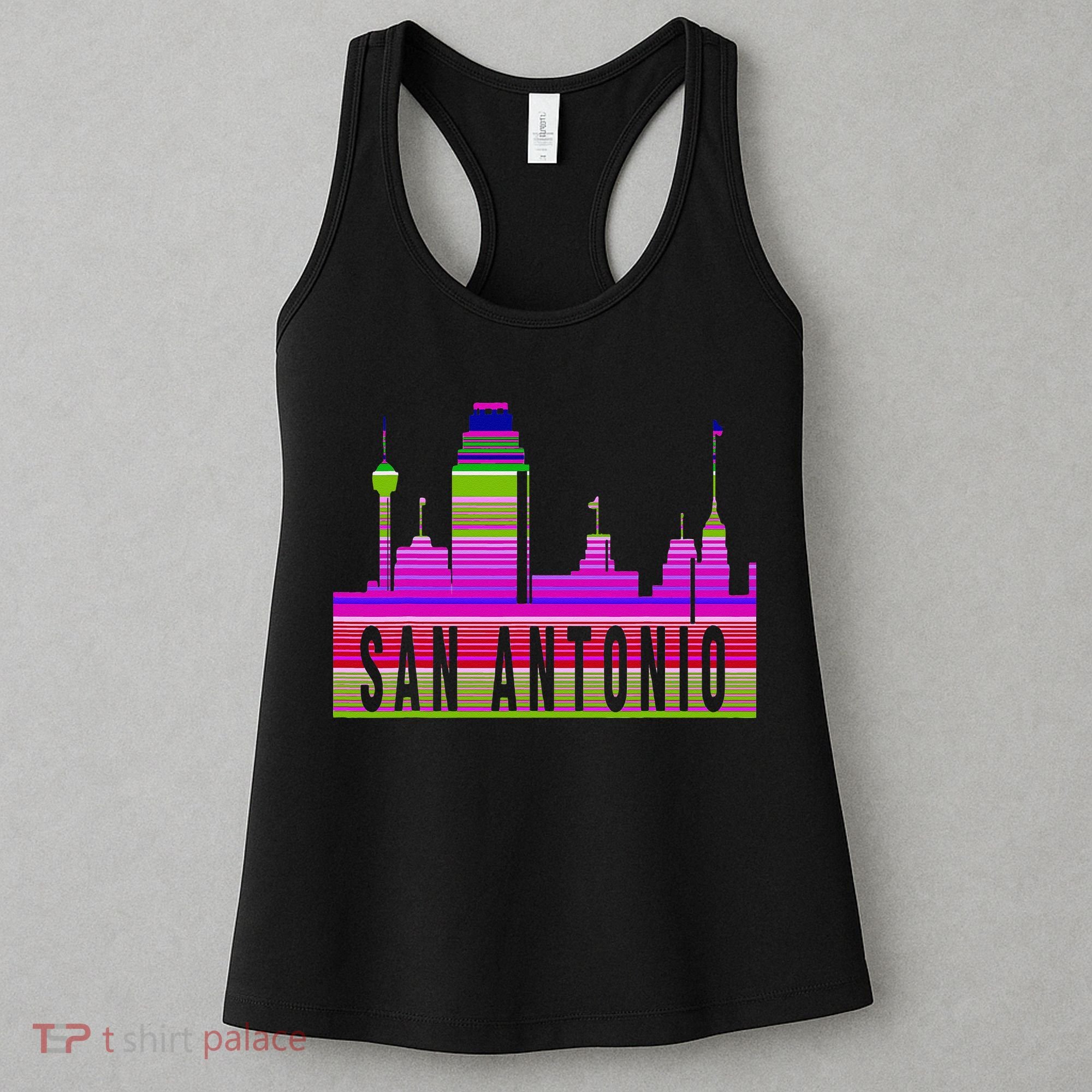 San Antonio Texas Skyline Serape Blanket Art Souvenir Women's Tank Top