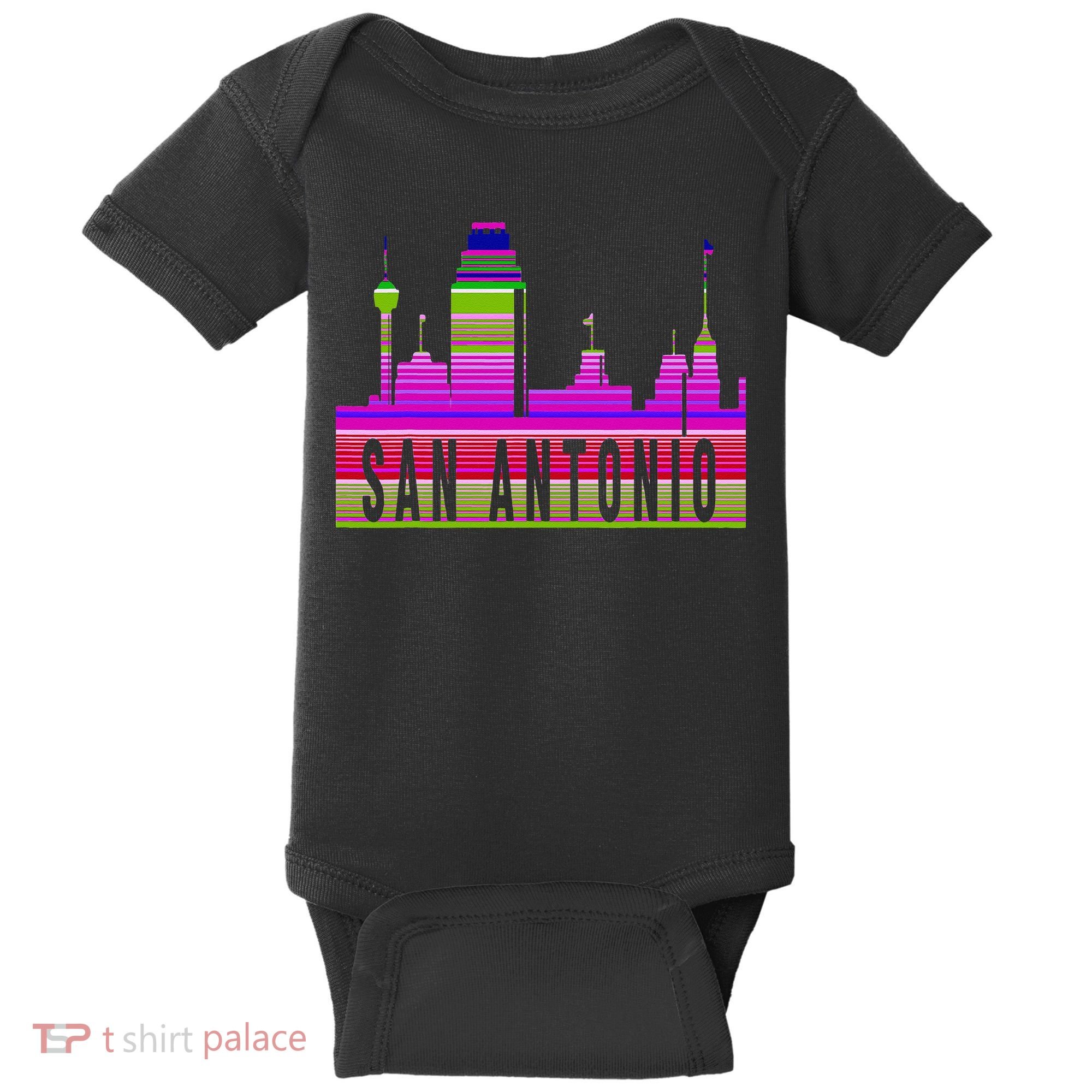 San Antonio Texas Skyline Serape Blanket Art Souvenir Baby Bodysuit
