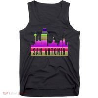 San Antonio Texas Skyline Serape Blanket Art Souvenir Tank Top thumb 0