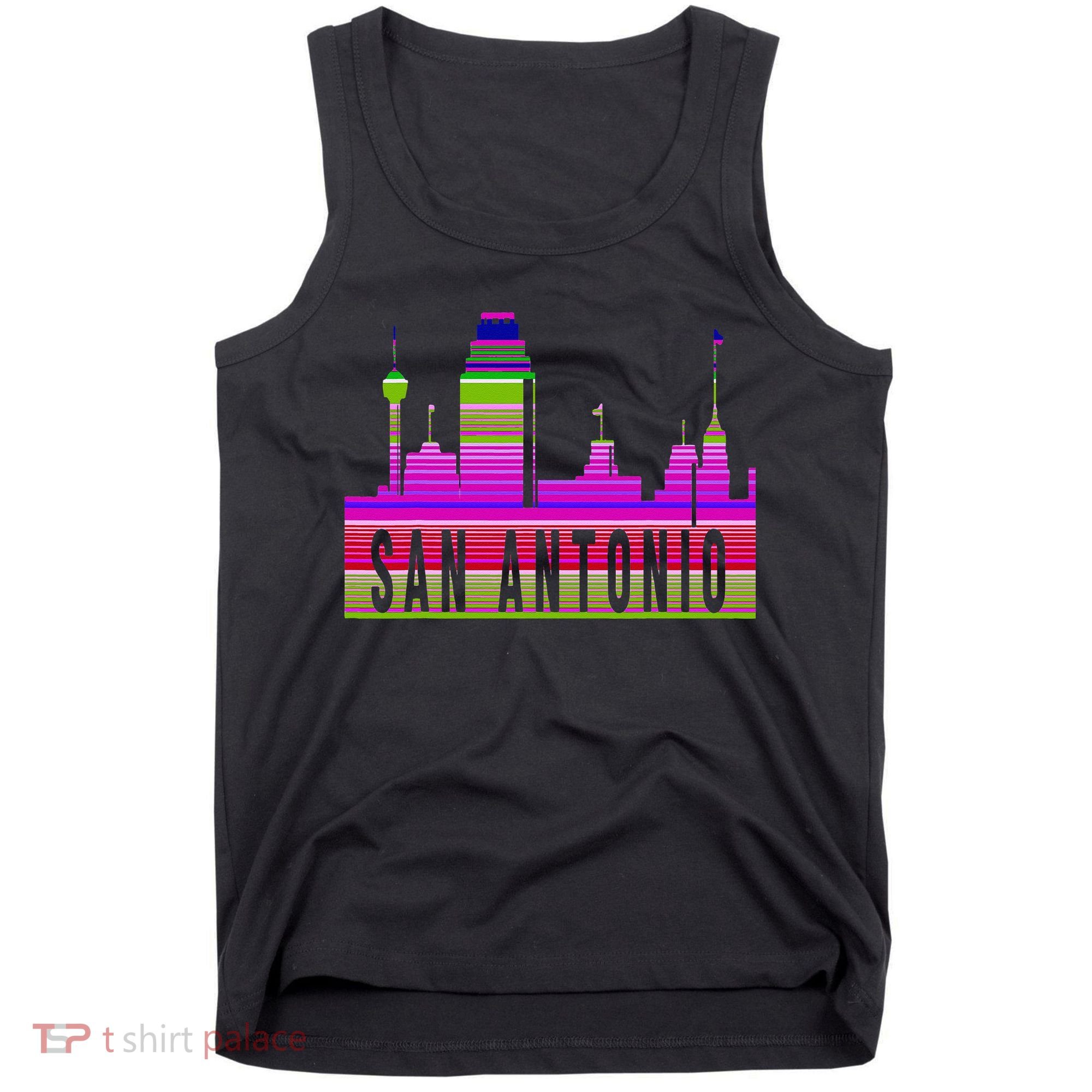 San Antonio Texas Skyline Serape Blanket Art Souvenir Tank Top