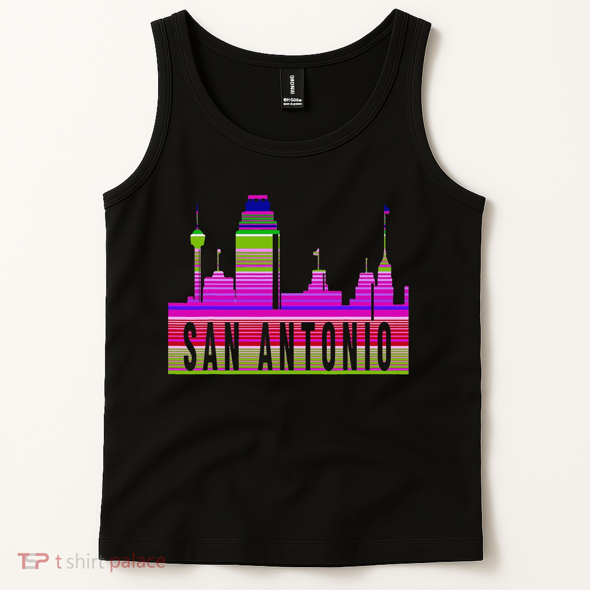 San Antonio Texas Skyline Serape Blanket Art Souvenir Tank Top