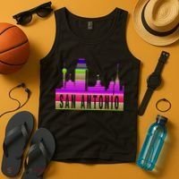 San Antonio Texas Skyline Serape Blanket Art Souvenir Tank Top thumb 4