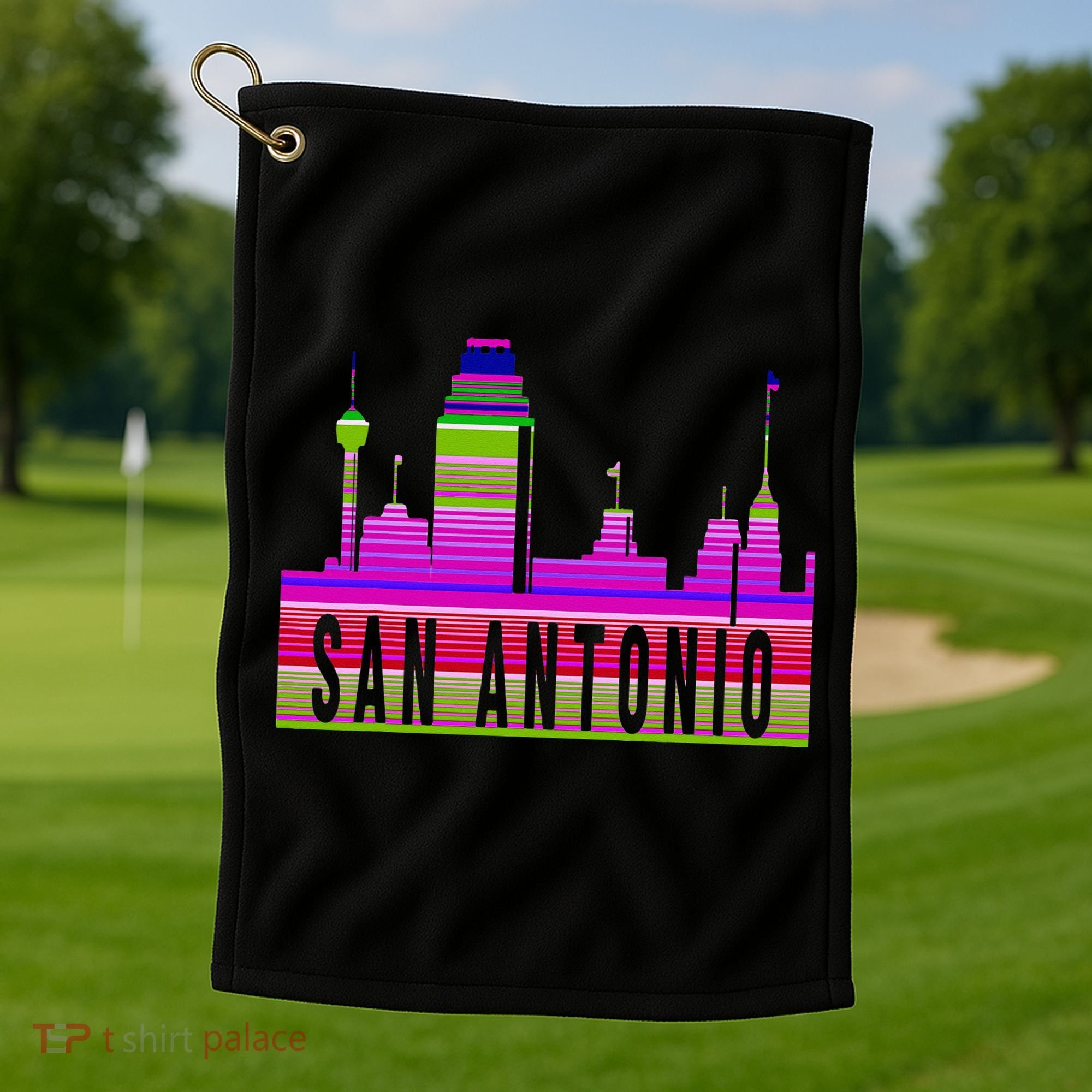San Antonio Texas Skyline Serape Blanket Art Souvenir Golf Towel