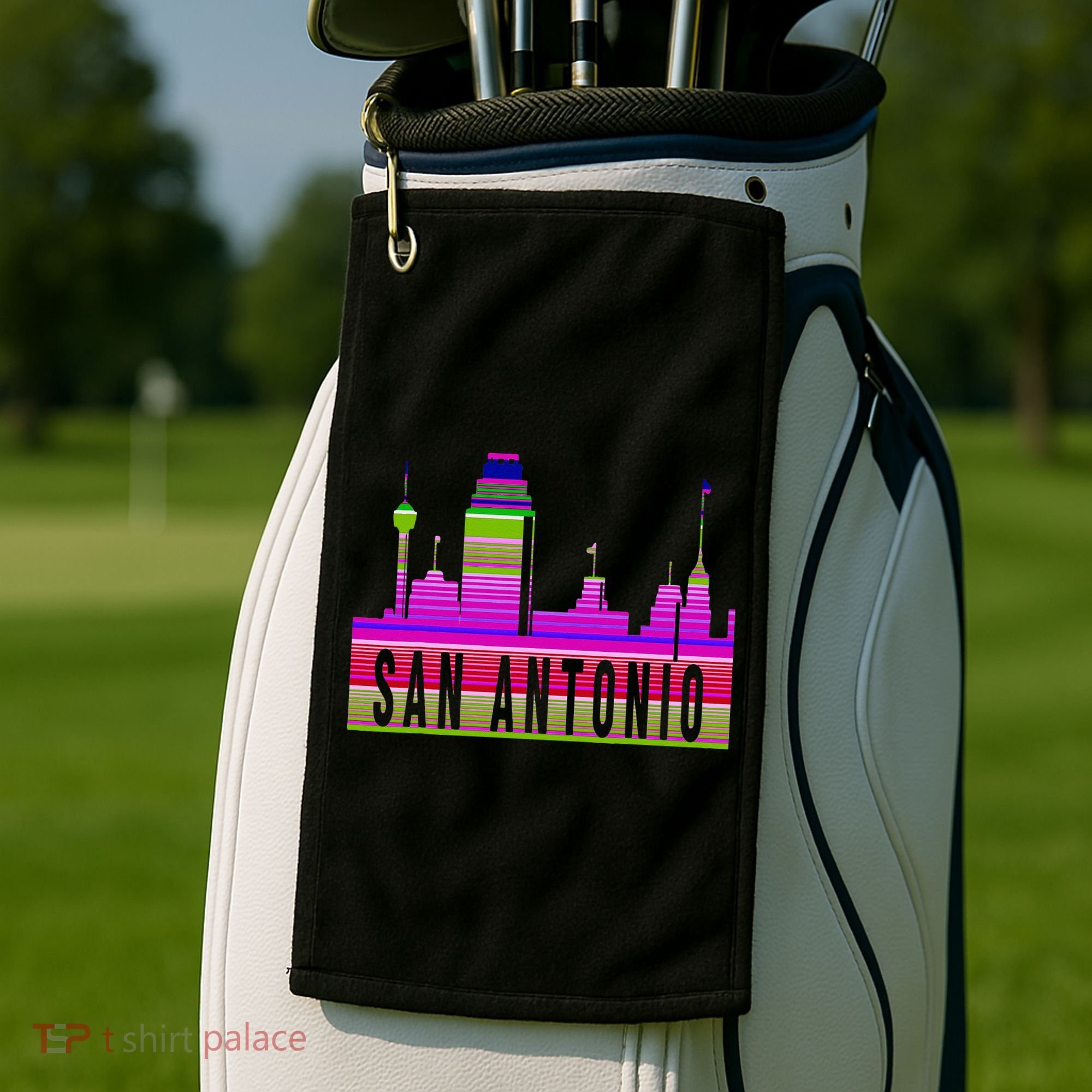 San Antonio Texas Skyline Serape Blanket Art Souvenir Golf Towel