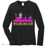 San Antonio Texas Skyline Serape Blanket Art Souvenir Women's Long Sleeve Shirt thumb 0