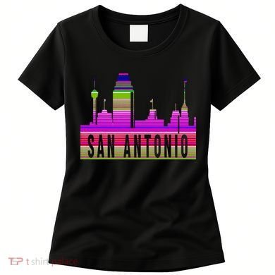San Antonio Texas Skyline Serape Blanket Art Souvenir Women's T-Shirt