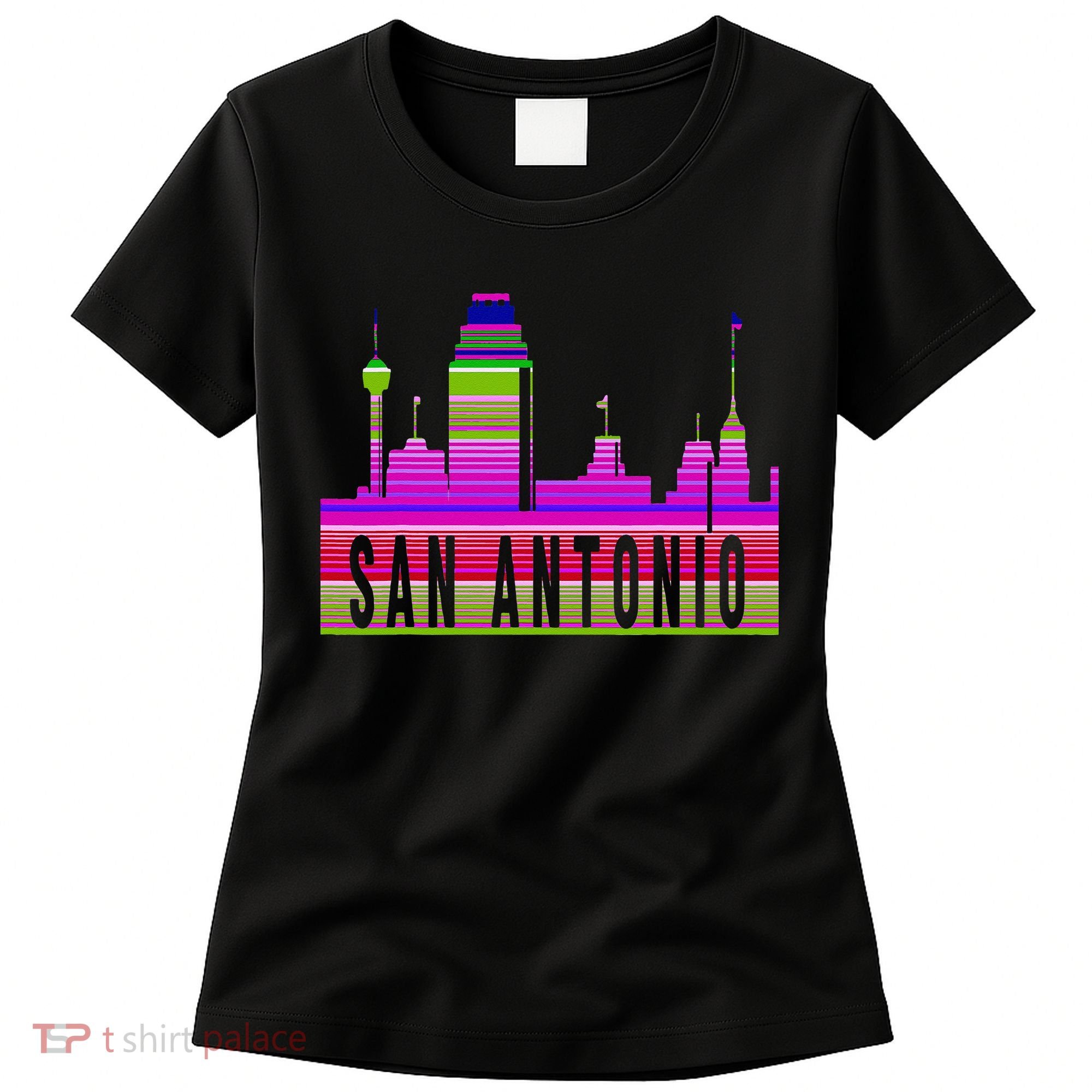San Antonio Texas Skyline Serape Blanket Art Souvenir Women's T-Shirt