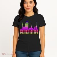 San Antonio Texas Skyline Serape Blanket Art Souvenir Women's T-Shirt thumb 4