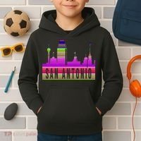 San Antonio Texas Skyline Serape Blanket Art Souvenir Kids Hoodie thumb 2