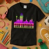 San Antonio Texas Skyline Serape Blanket Art Souvenir Kids T-Shirt thumb 3