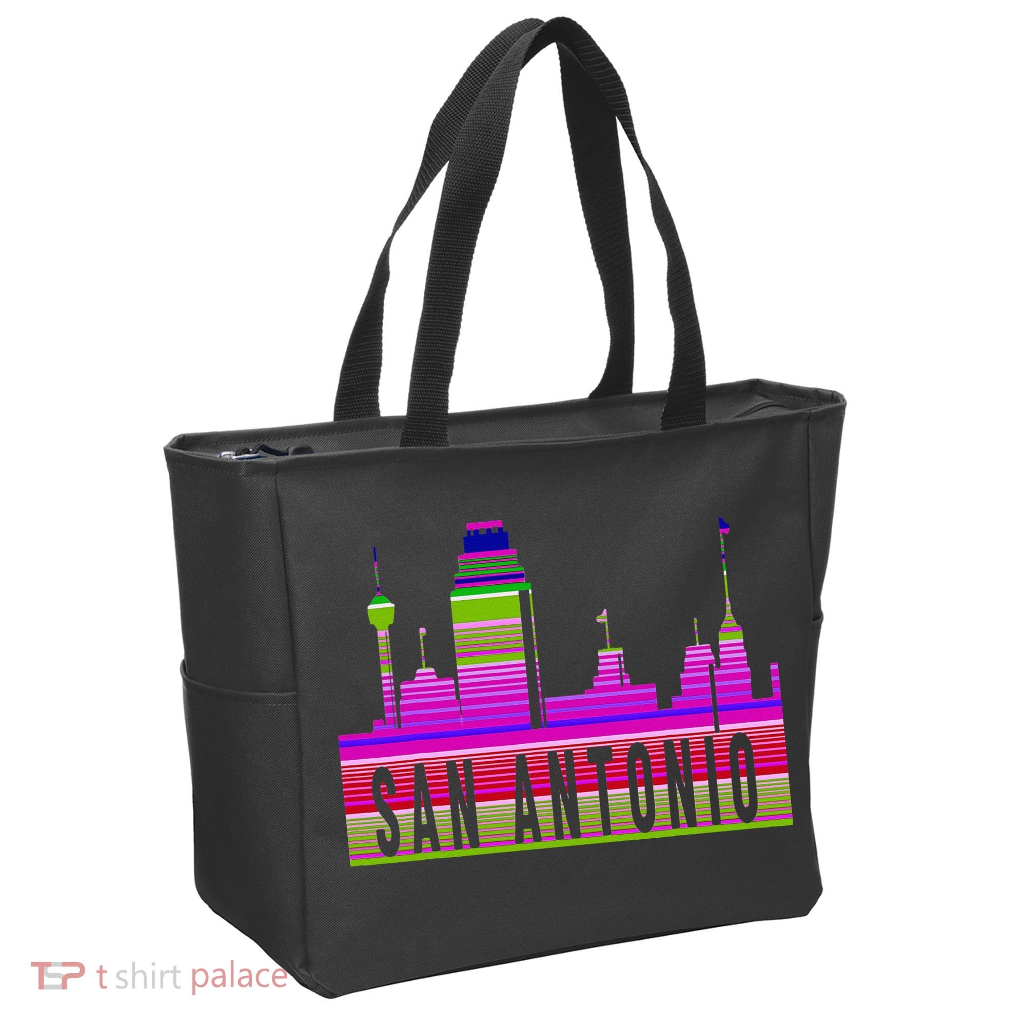San Antonio Texas Skyline Serape Blanket Art Souvenir Tote Bag