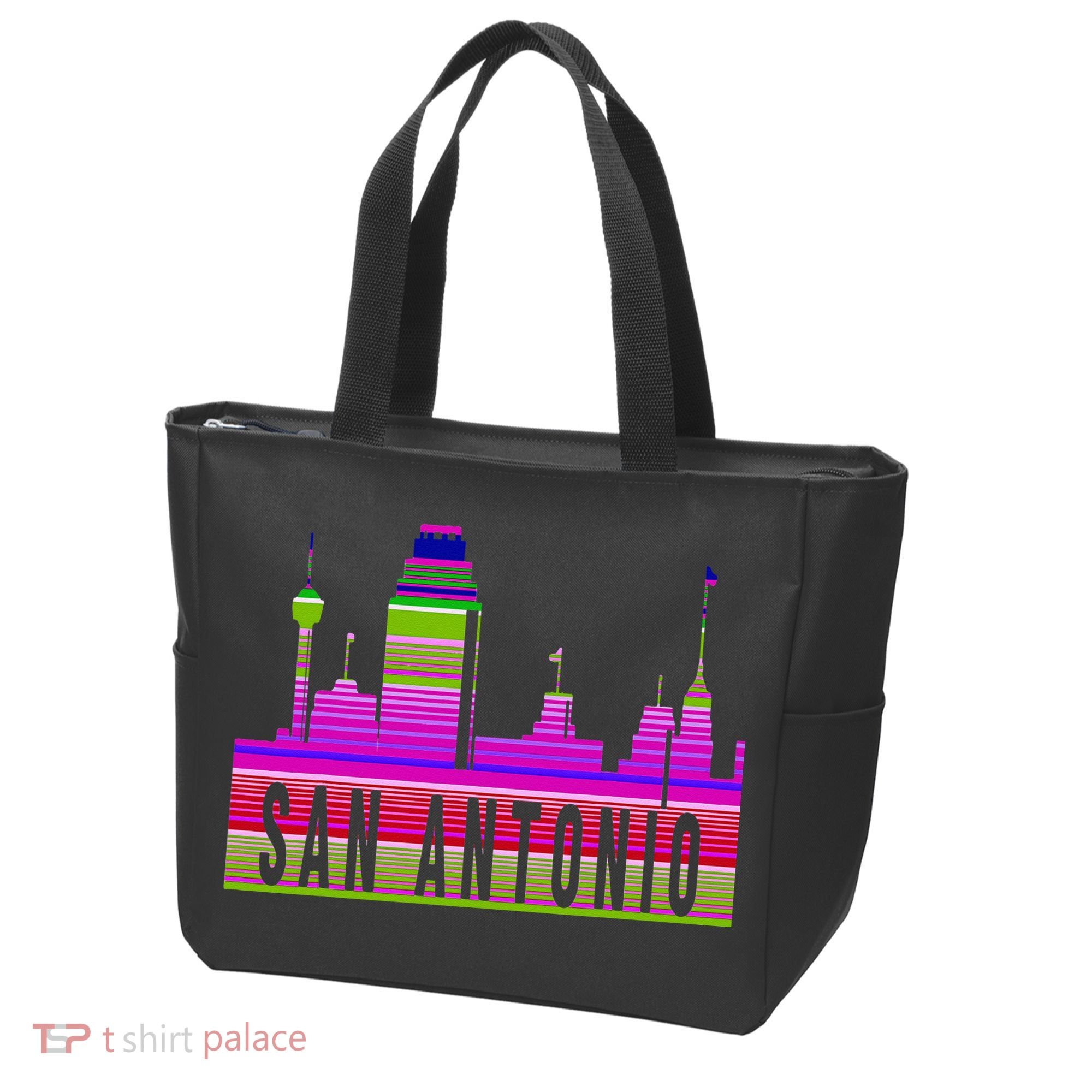 San Antonio Texas Skyline Serape Blanket Art Souvenir Tote Bag