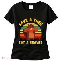 Save a Tree Eat a Beaver Funny Beaver Pun Adult Humor Women's T-Shirt thumb 0