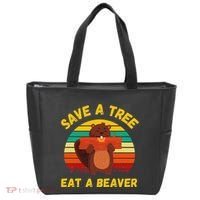 Save a Tree Eat a Beaver Funny Beaver Pun Adult Humor Tote Bag thumb 0