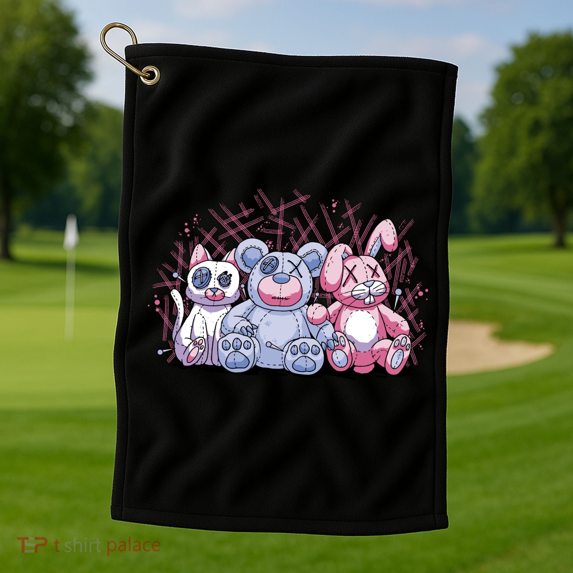 Stuffed Animals Trio Golf Towel