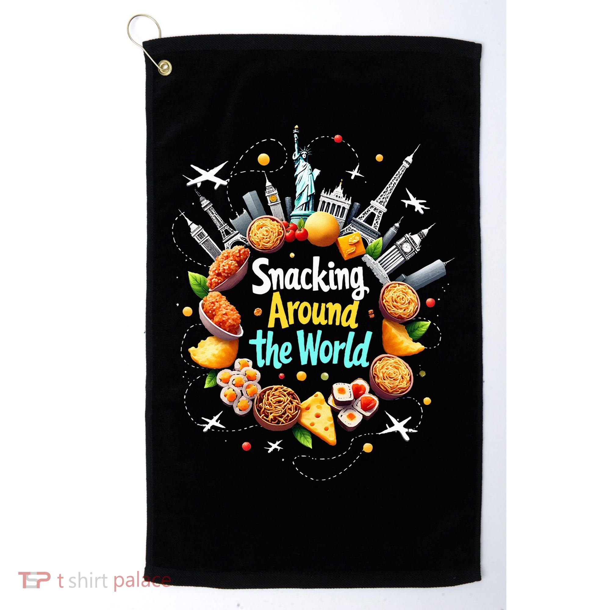 Snacking Around The World Fast Food Travel Golf Towel