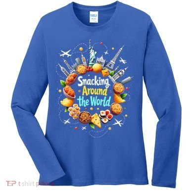 Snacking Around The World Fast Food Travel Women's Long Sleeve Shirt
