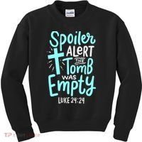 Spoiler Alert Tomb Was Empty Easter Religious Christian Gift Kids Sweatshirt thumb 0