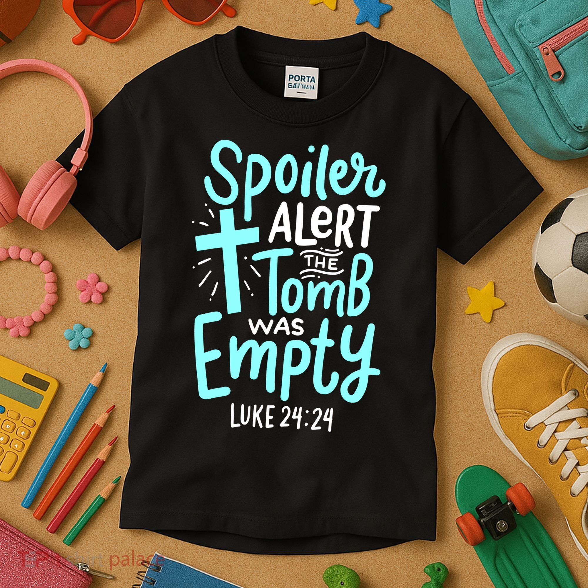 Spoiler Alert Tomb Was Empty Easter Religious Christian Gift Kids T-Shirt