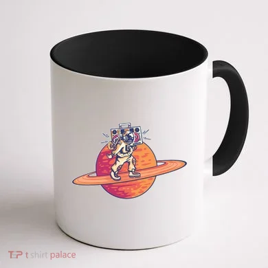 Saturn Astronaut Music Coffee Mug back