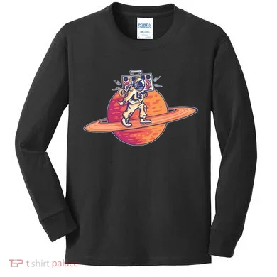 Saturn Astronaut Music Kids Long Sleeve Shirt