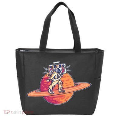 Saturn Astronaut Music Tote Bag