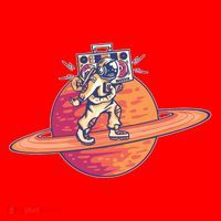 Saturn Astronaut Music Santa Hat thumb 1