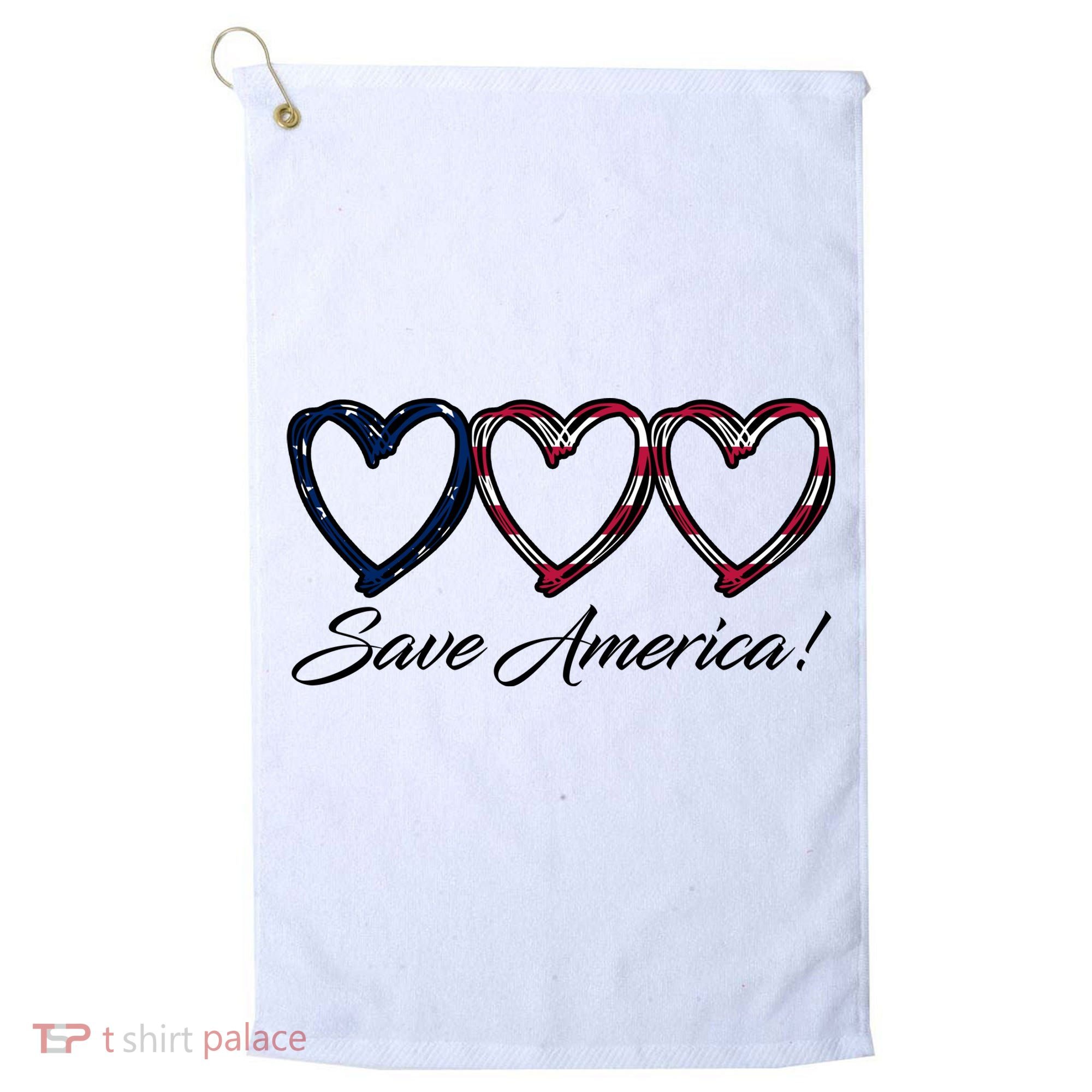 Save America USA Heart Golf Towel
