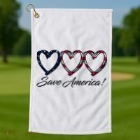 Save America USA Heart Golf Towel thumb 1