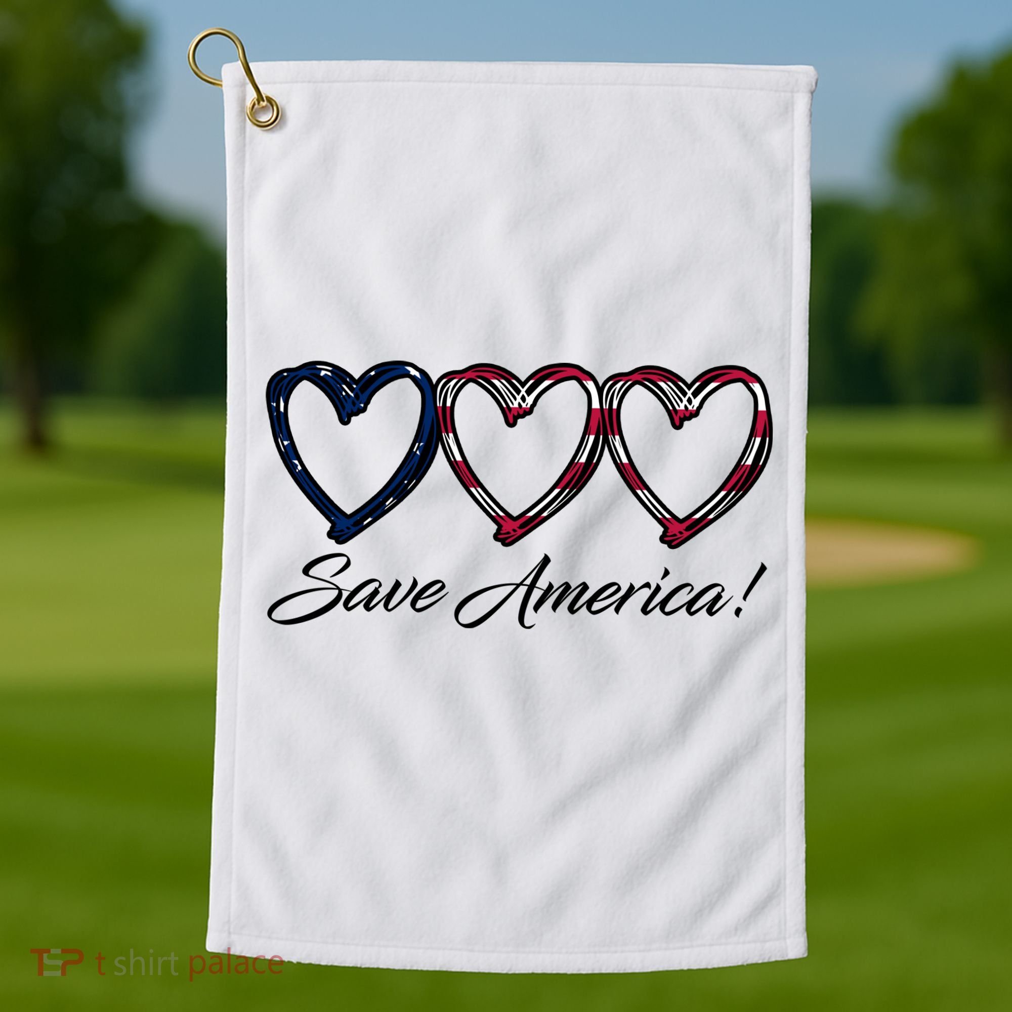 Save America USA Heart Golf Towel
