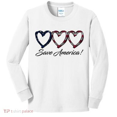 Save America USA Heart Kids Long Sleeve Shirt