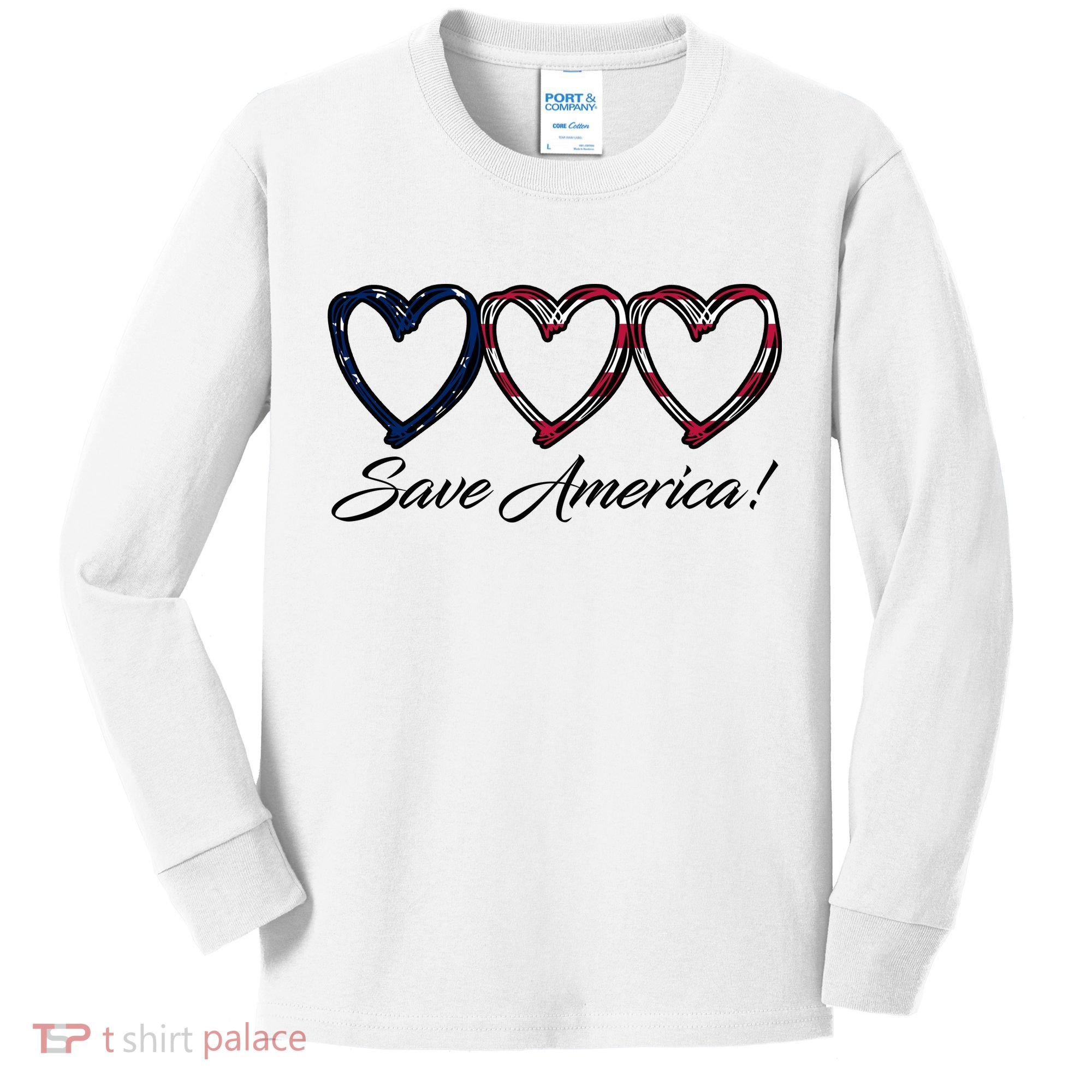 Save America USA Heart Kids Long Sleeve Shirt