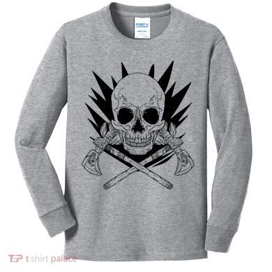Skull Axe Vintage Kids Long Sleeve Shirt
