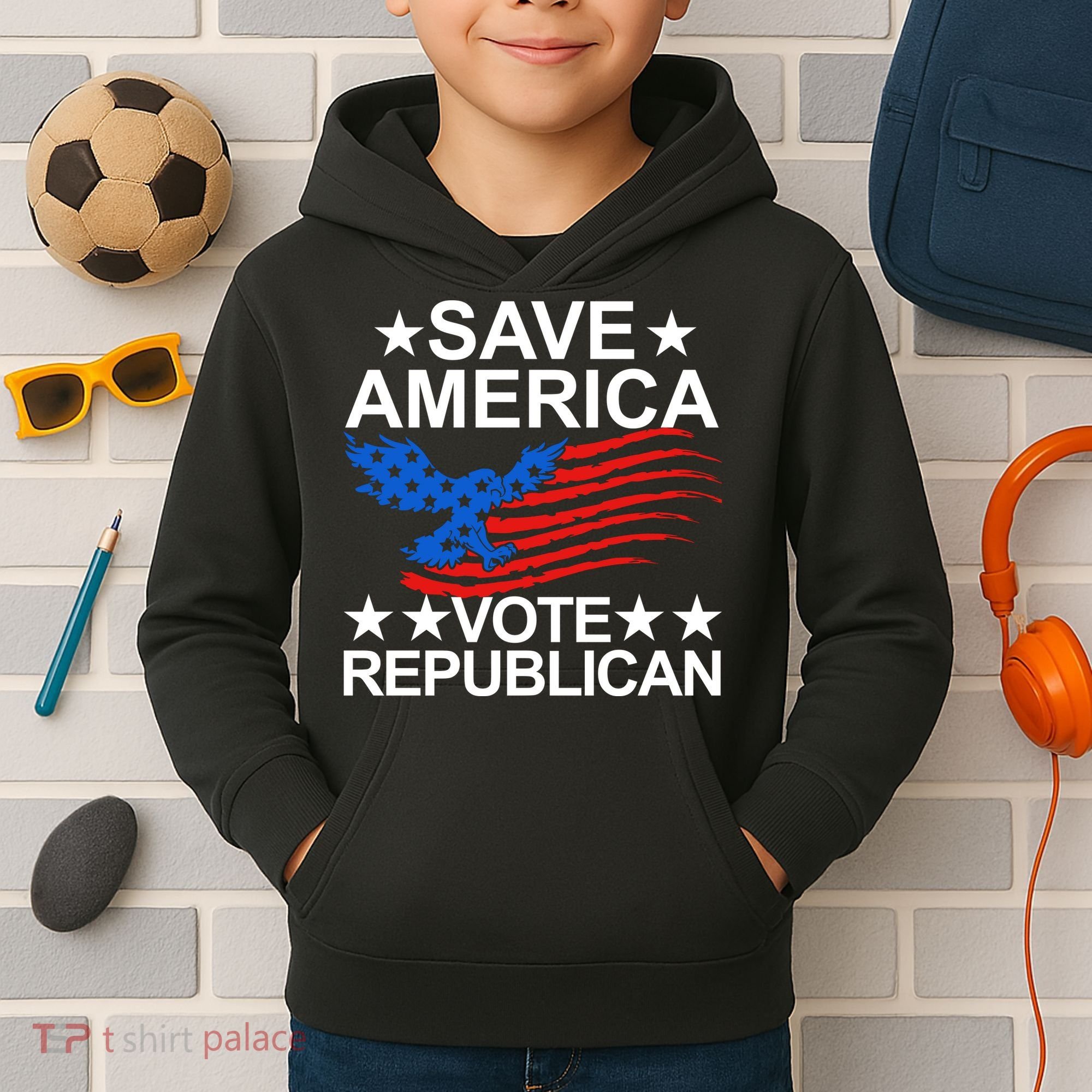Save America Vote Republican Proud Conservative American Kids Hoodie